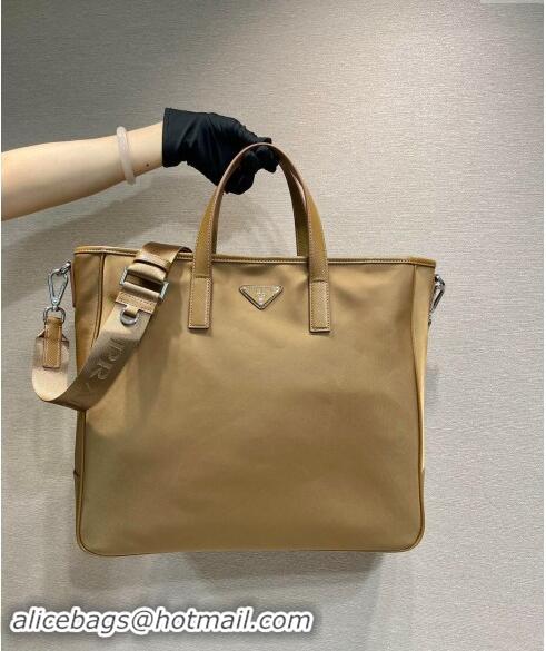 Discount Prada Mens Re-Nylon and Saffiano leather tote bag 2VG064 Cork Beige 2024