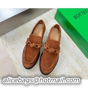 Popular Style Bottega Veneta Astaire Loafers in Suede with One-Tone Knot Brown 011006