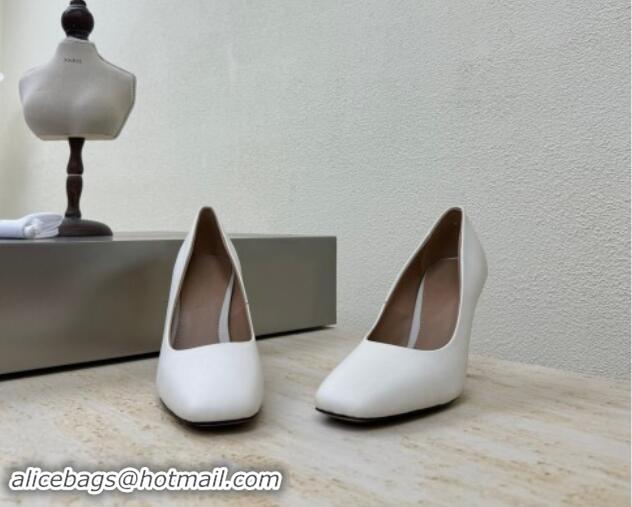 Top Design Bottega Veneta Knot Pumps in Calfskin Leather 8.5cm White 011008