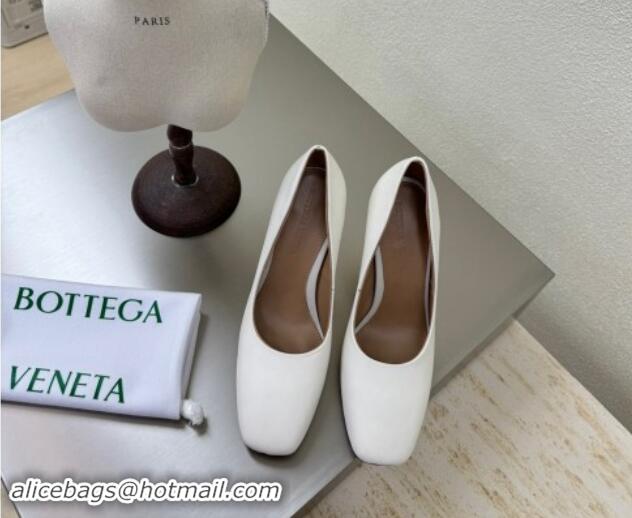 Top Design Bottega Veneta Knot Pumps in Calfskin Leather 8.5cm White 011008