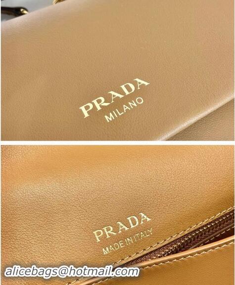 Big Discount Prada Medium leather shoulder bag 1BD371 Dark Beige 2024