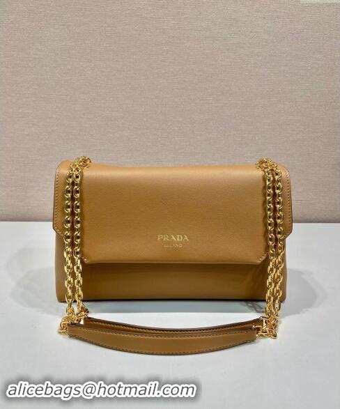 Big Discount Prada Medium leather shoulder bag 1BD371 Dark Beige 2024