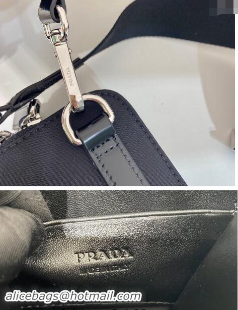 Luxury Discount Prada Mens Re-Nylon and brushed leather smartphone case 2ZT060 Black 2024