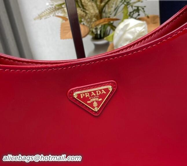 Classic Discount Prada Cleo Patent Leather Hobo Bag 1BC499 Red 2024