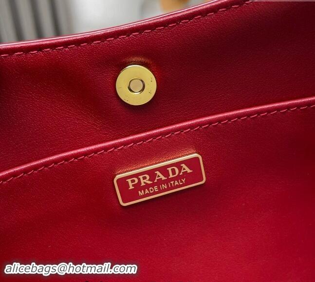 Classic Discount Prada Cleo Patent Leather Hobo Bag 1BC499 Red 2024