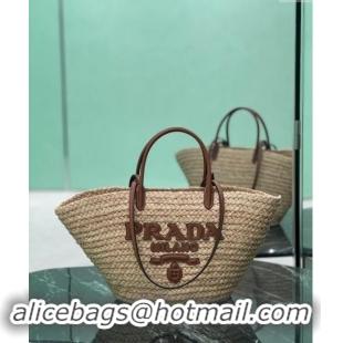 Promotional Prada Raffia Straw Basket Bag 1BG470 Beige/Brown 2024