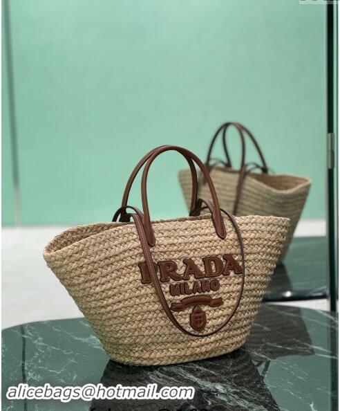 Promotional Prada Raffia Straw Basket Bag 1BG470 Beige/Brown 2024