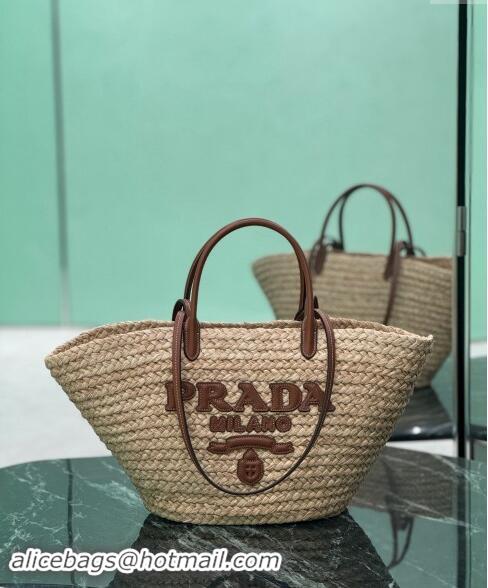 Promotional Prada Raffia Straw Basket Bag 1BG470 Beige/Brown 2024