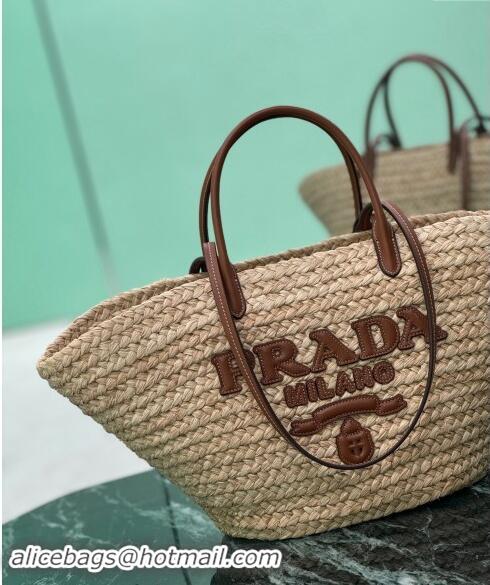 Promotional Prada Raffia Straw Basket Bag 1BG470 Beige/Brown 2024