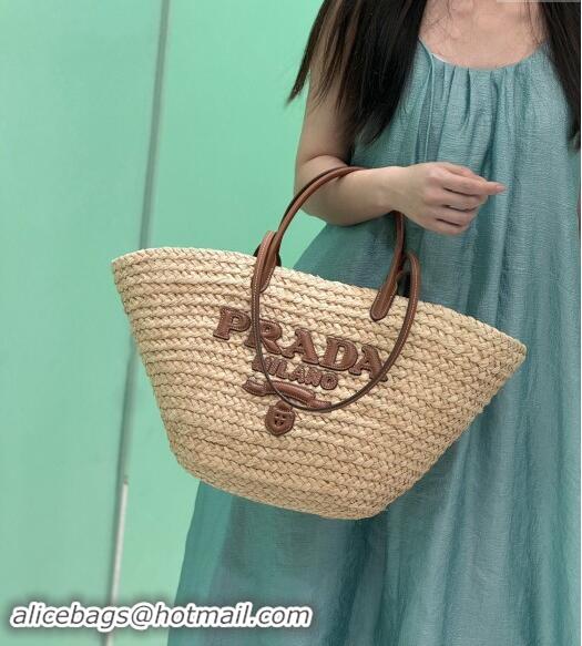 Promotional Prada Raffia Straw Basket Bag 1BG470 Beige/Brown 2024