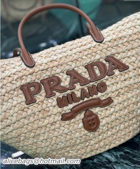 Promotional Prada Raffia Straw Basket Bag 1BG470 Beige/Brown 2024