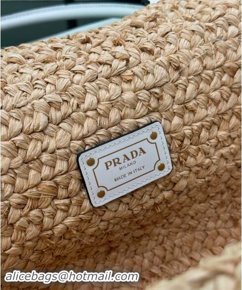 Best Price Prada Raffia Straw Basket Bag 1BG470 Beige/White 2024