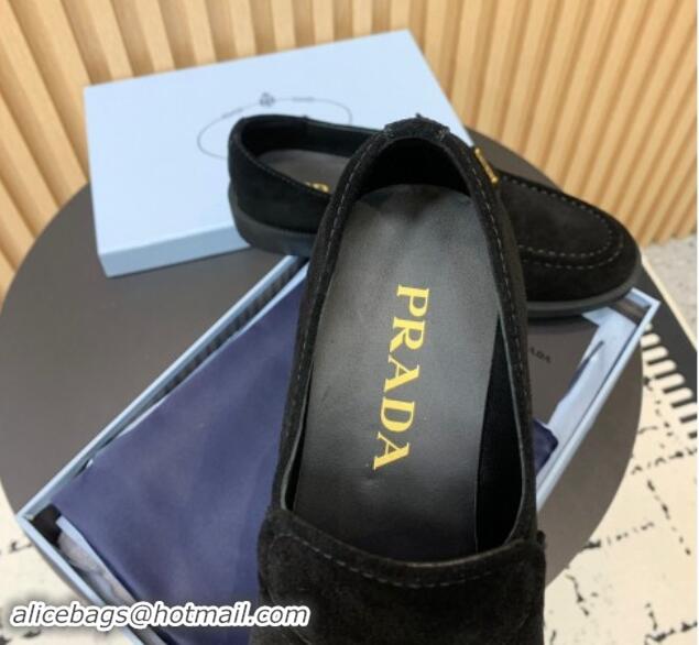 Popular Style Prada Suede loafers Black 1011095