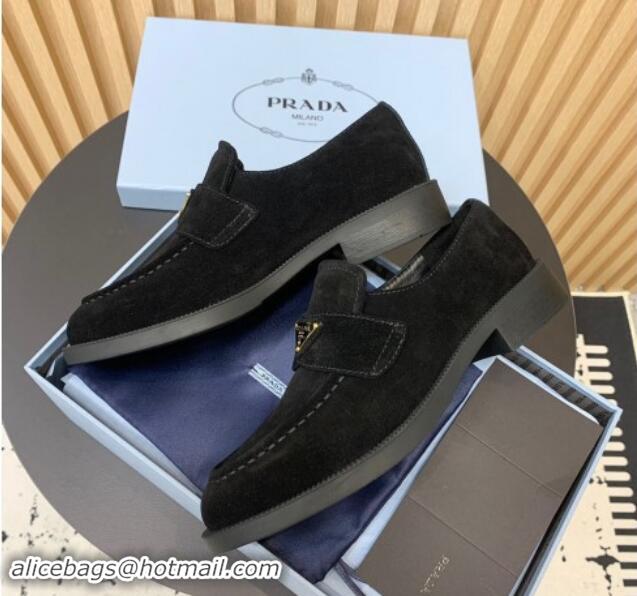 Popular Style Prada Suede loafers Black 1011095