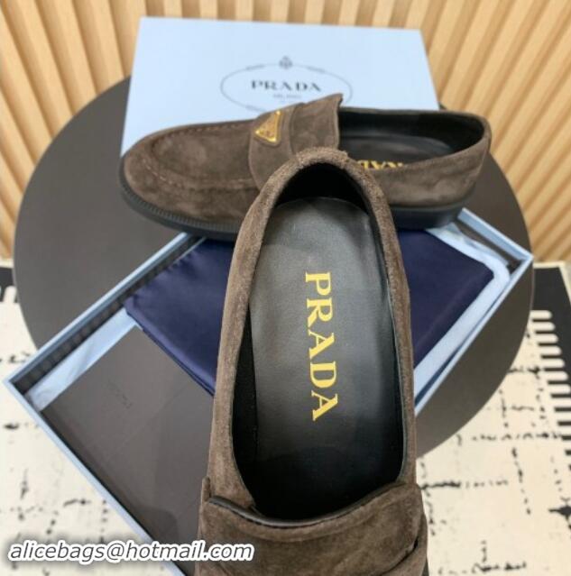 Unique Style Prada Suede loafers Grey 1011096