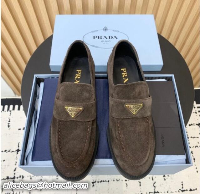 Unique Style Prada Suede loafers Grey 1011096