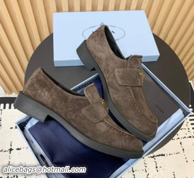 Unique Style Prada Suede loafers Grey 1011096