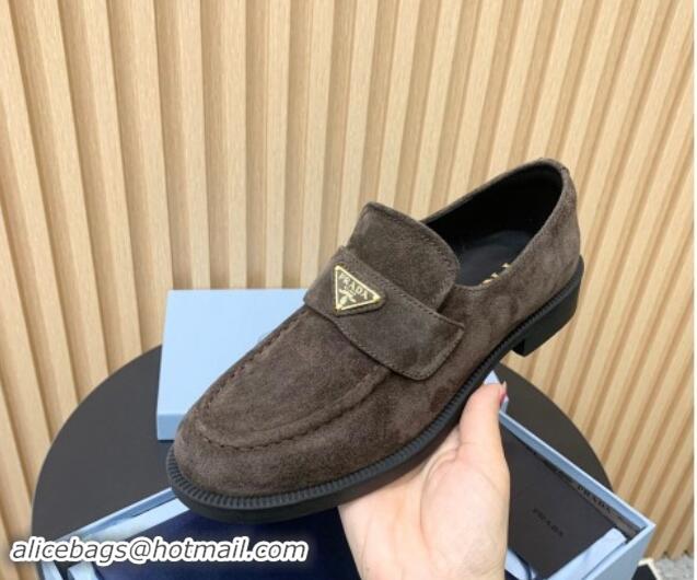 Unique Style Prada Suede loafers Grey 1011096