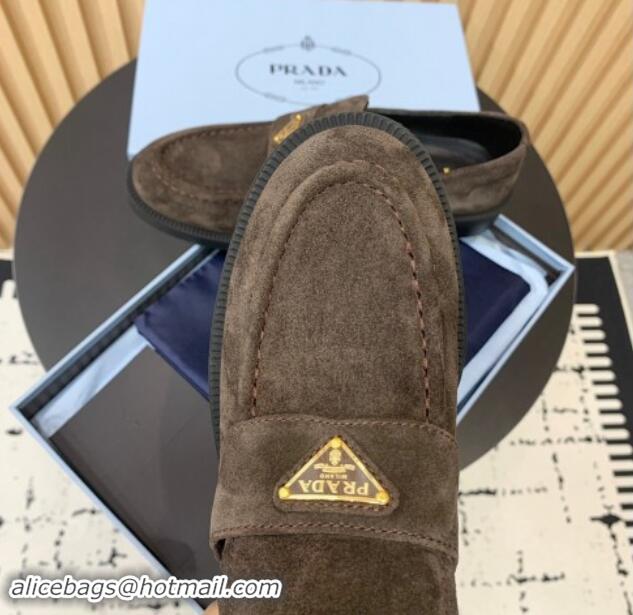 Unique Style Prada Suede loafers Grey 1011096