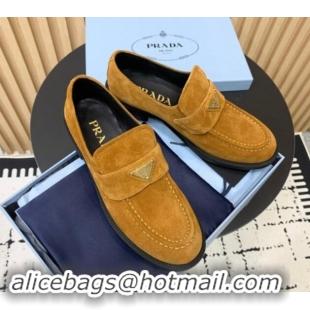 Top Grade Prada Suede loafers Brown Yellow 011097