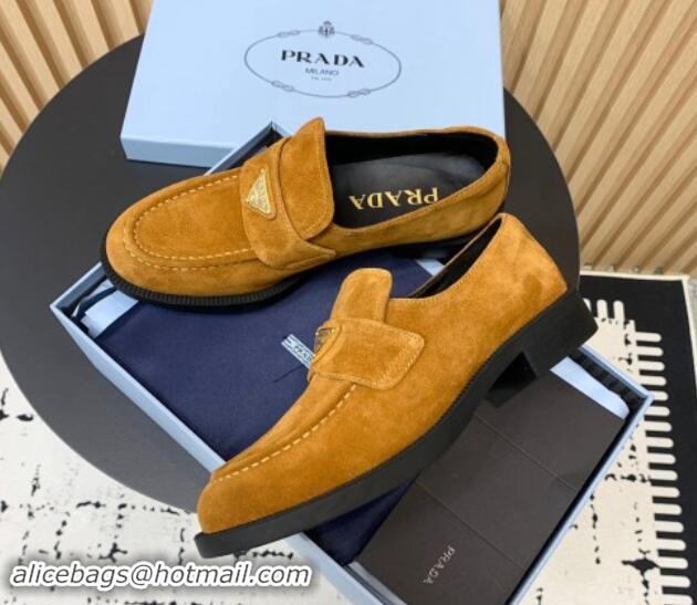 Top Grade Prada Suede loafers Brown Yellow 011097