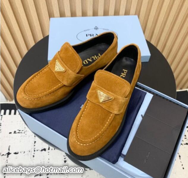 Top Grade Prada Suede loafers Brown Yellow 011097