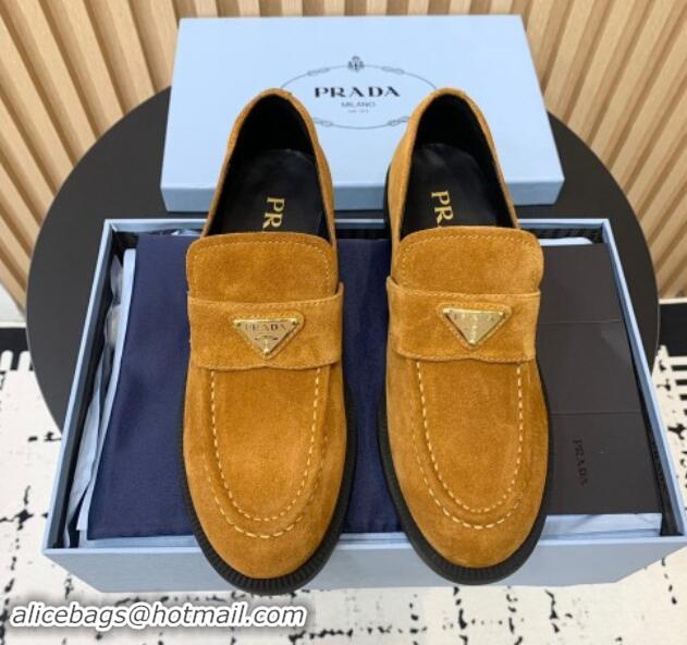 Top Grade Prada Suede loafers Brown Yellow 011097