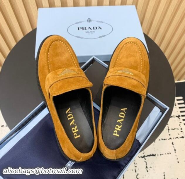 Top Grade Prada Suede loafers Brown Yellow 011097