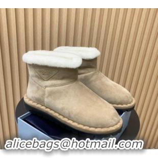 Good Looking Prada Suede and Wool Snow Boots Beige 1011099