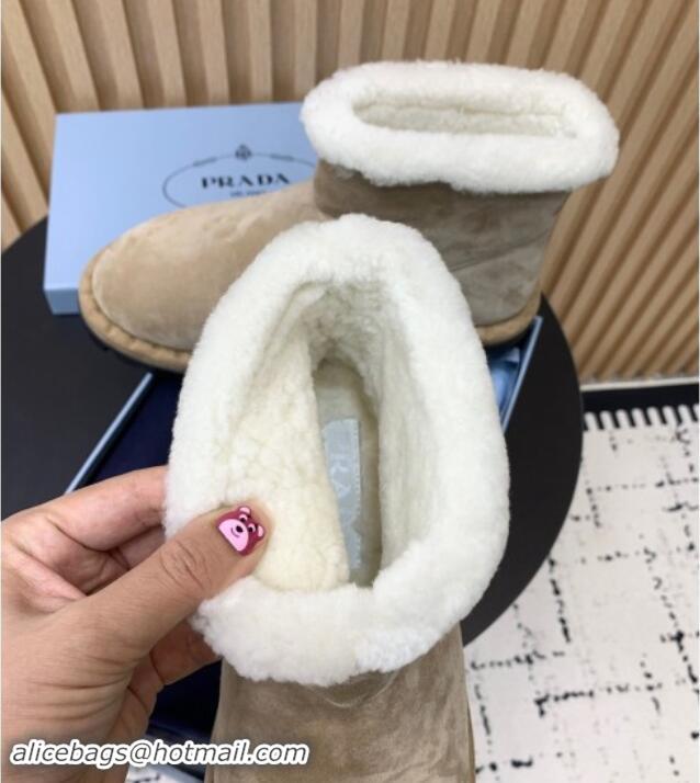 Good Looking Prada Suede and Wool Snow Boots Beige 1011099