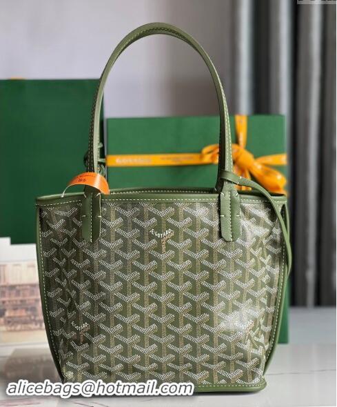 Low Cost Goyard Anjou Mini Tote bag with Y Print 020660 Avocado Green 2024