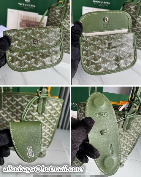 Low Cost Goyard Anjou Mini Tote bag with Y Print 020660 Avocado Green 2024