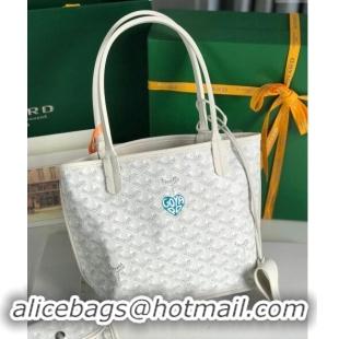 Well Crafted Goyard Anjou Mini Tote bag with Heart Print 020660 White/Blue 2024