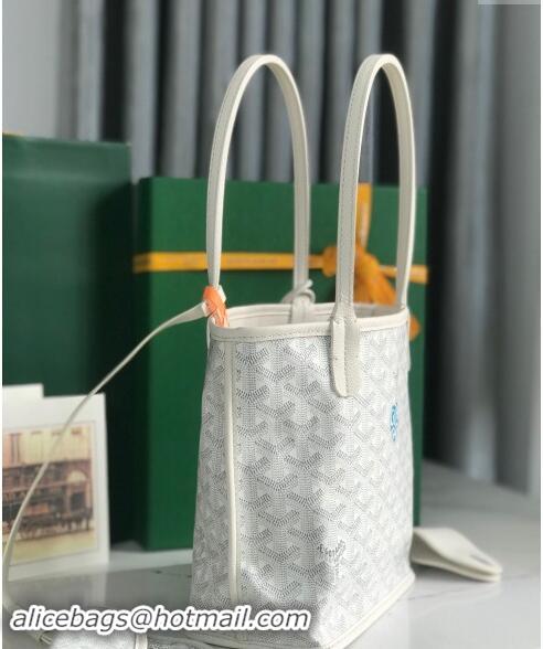 Well Crafted Goyard Anjou Mini Tote bag with Heart Print 020660 White/Blue 2024