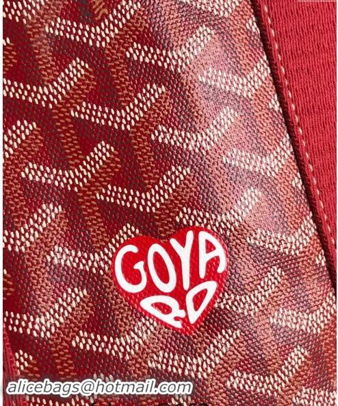 Famous Brand Goyard Belharra Tote bag with Heart Print 120230 Red 2024