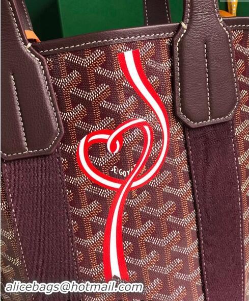 Grade Design Goyard Belharra Tote bag with Web Heart 120230 Burgundy 2024