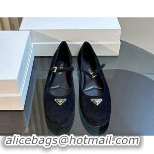 Good Quality Prada Suede ballerinas flats Black 1011115