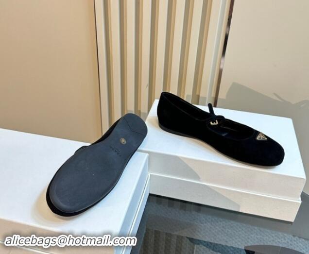 Good Quality Prada Suede ballerinas flats Black 1011115