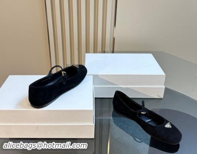 Good Quality Prada Suede ballerinas flats Black 1011115