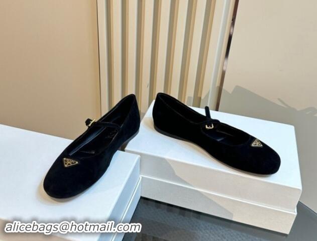 Good Quality Prada Suede ballerinas flats Black 1011115