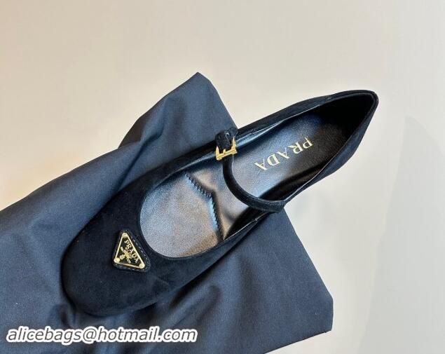 Good Quality Prada Suede ballerinas flats Black 1011115