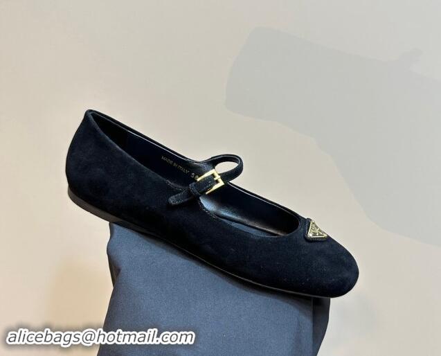 Good Quality Prada Suede ballerinas flats Black 1011115