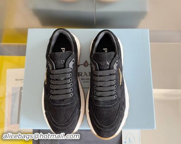 Hot Style Prada Suede Prax 01 leather Sneakers Black 101404