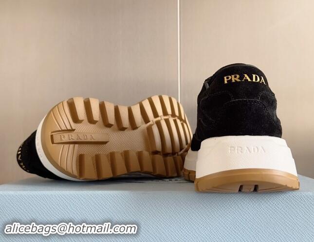 Hot Style Prada Suede Prax 01 leather Sneakers Black 101404