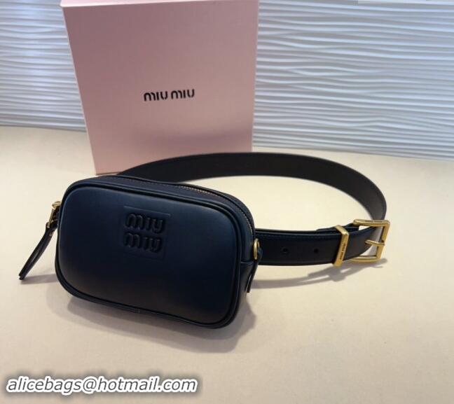 Top Quality Miu Miu Nappa leather Belt 3cm with Pouch MM102203 Black 2024