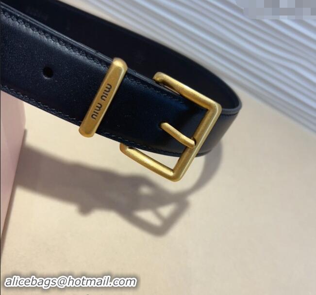 Top Quality Miu Miu Nappa leather Belt 3cm with Pouch MM102203 Black 2024