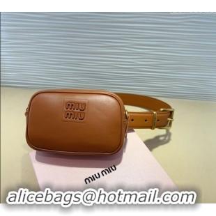 Buy Inexpensive Miu Miu Nappa leather Belt 3cm with Pouch MM102203 Brown 2024