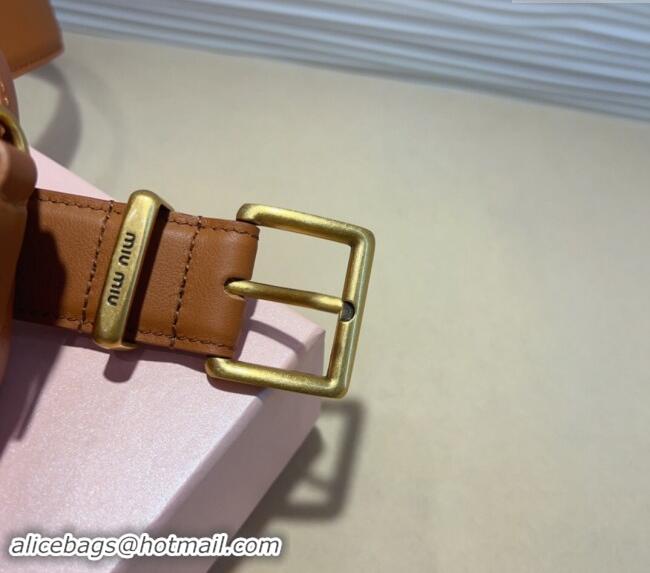 Buy Inexpensive Miu Miu Nappa leather Belt 3cm with Pouch MM102203 Brown 2024