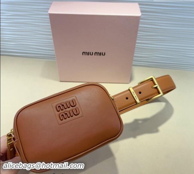 Buy Inexpensive Miu Miu Nappa leather Belt 3cm with Pouch MM102203 Brown 2024