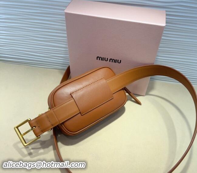 Buy Inexpensive Miu Miu Nappa leather Belt 3cm with Pouch MM102203 Brown 2024